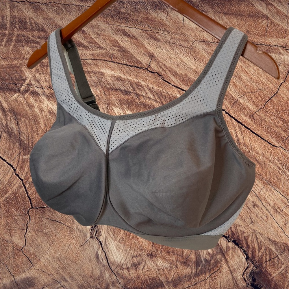 Glamorise Sports Bra Gray Mesh 36H NWOT